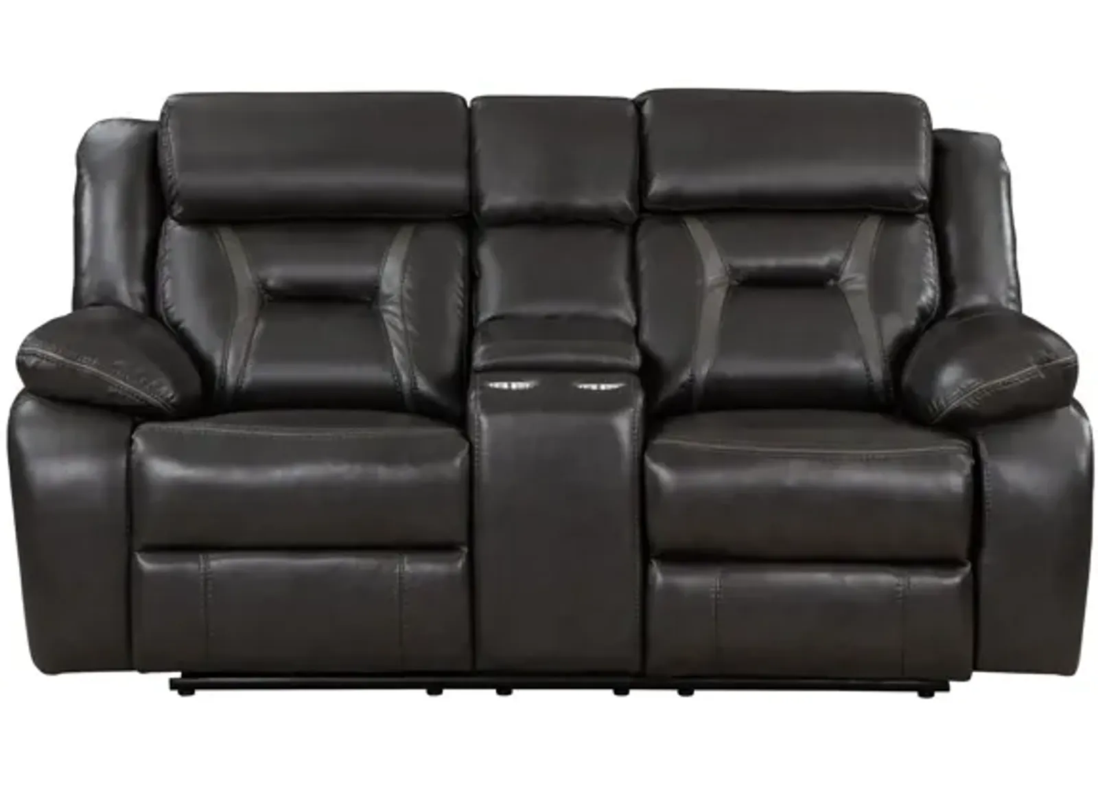 Austin Power Double Reclining Loveseat With Center Console in Dark Gray by Homelegance