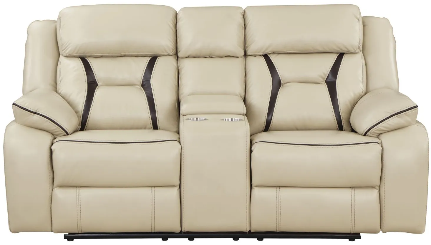 Austin Power Double Reclining Love Seat With Center Console in Beige by Homelegance