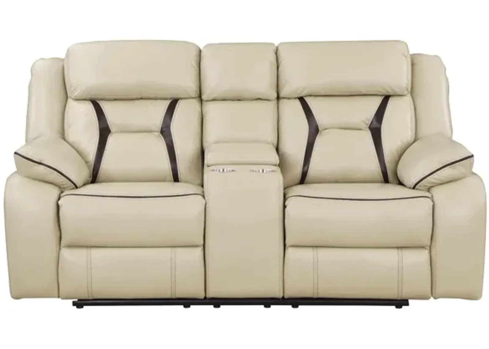 Austin Power Double Reclining Loveseat With Center Console in Beige by Homelegance