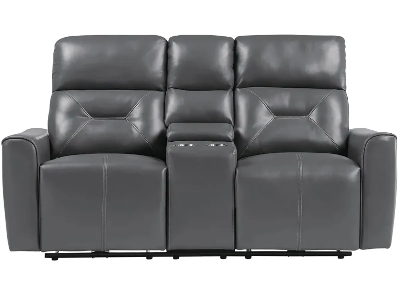 Sonata Power Double Reclining Loveseat in Dark Gray by Homelegance