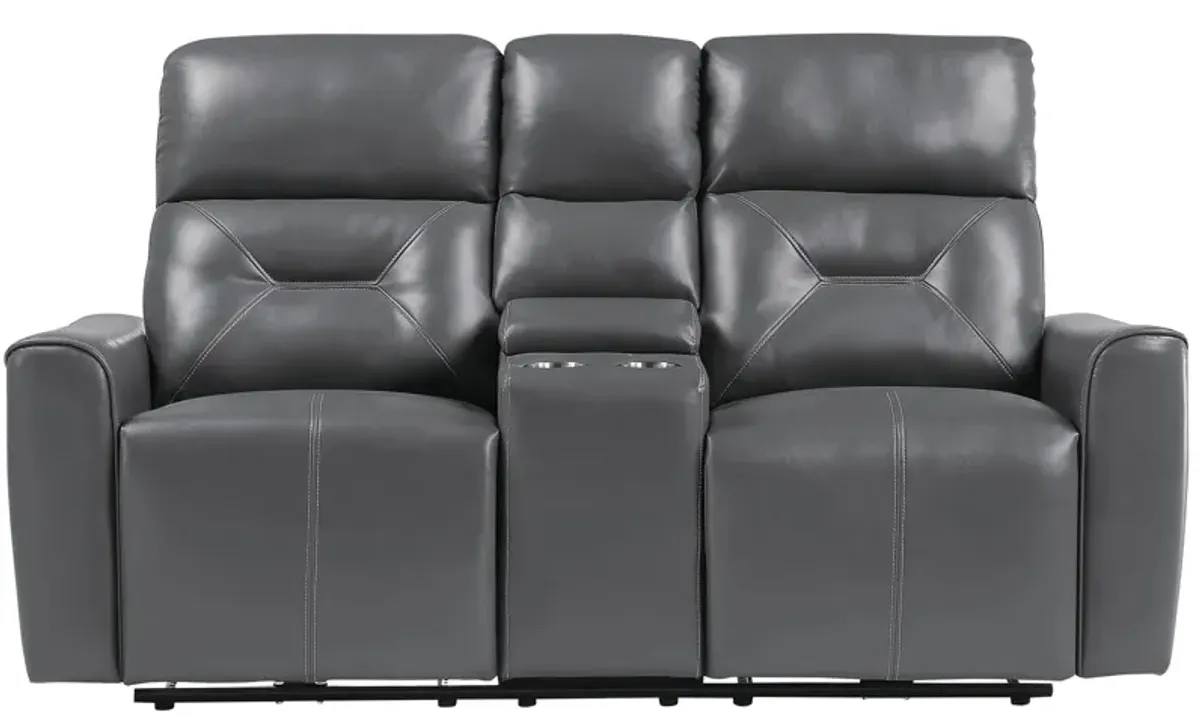 Sonata Power Double Reclining Loveseat in Dark Gray by Homelegance