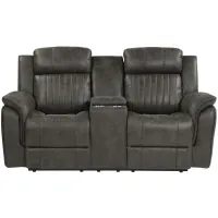 Spivey Double Reclining Loveseat with Center Console in Brownish Gray by Homelegance