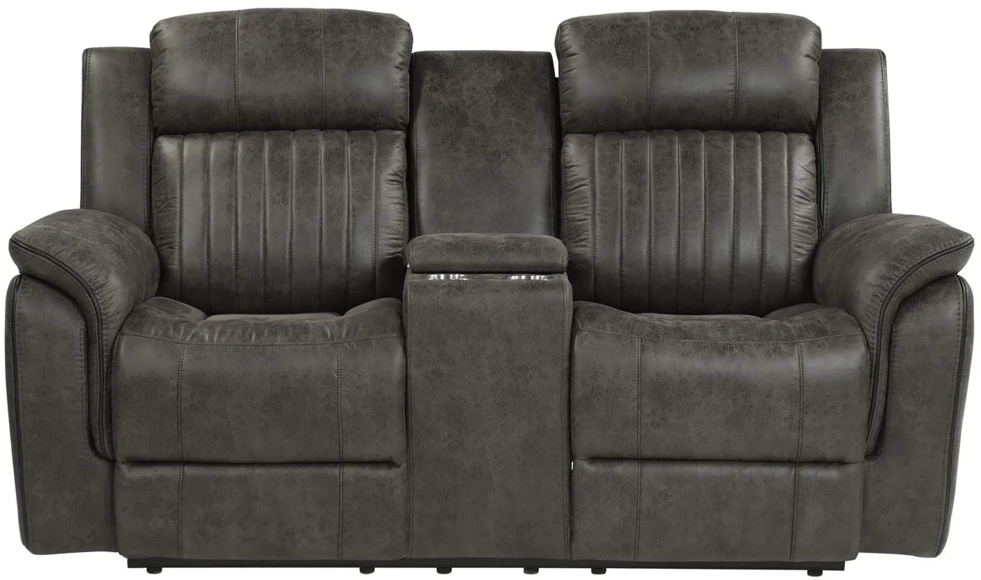 Spivey Double Reclining Loveseat with Center Console in Brownish Gray by Homelegance