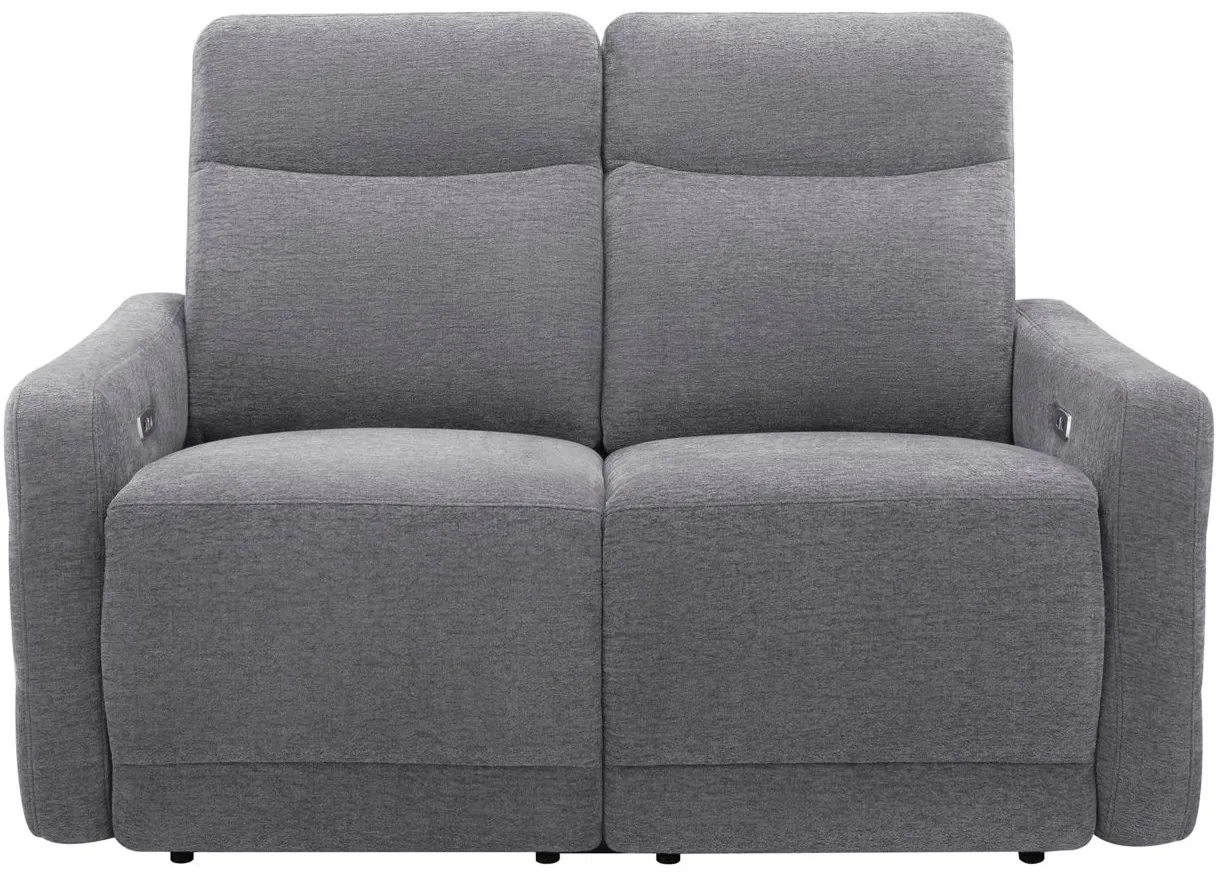 Yardley Chenille Power Loveseat with Power Headrest and Lay Flat in Dove by Bellanest