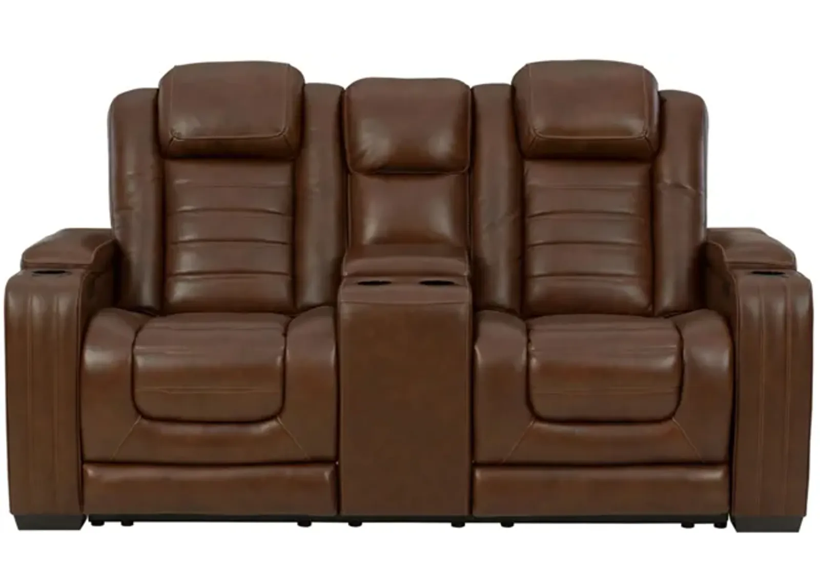 Backtrack Power Recliner Loveseat with Console and Adjustable Headrest in Chocolate by Ashley Furniture