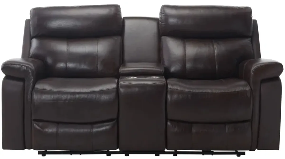 Xander Leather Power Console Loveseat in Brown by Davis Intl.