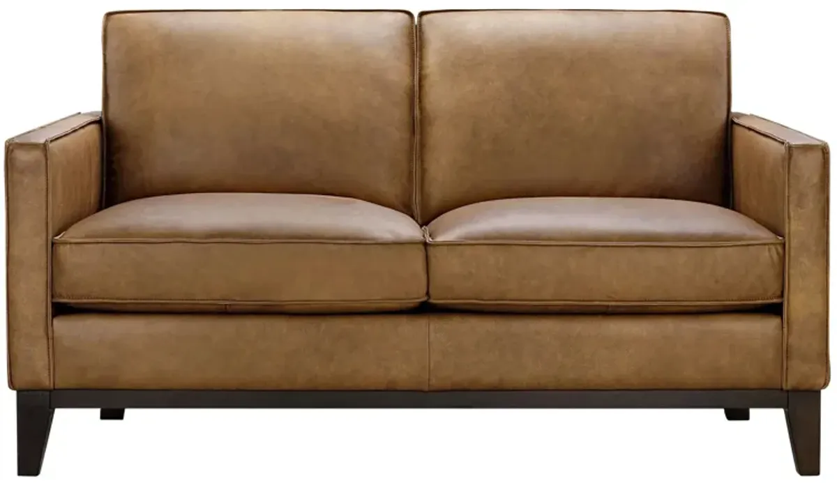 Roscoe Leather Loveseat in Honey by GTR Leather Inc