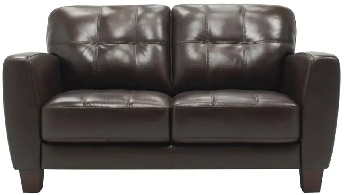 Gino Leather Loveseat in Classico Dark Brown by Bellanest