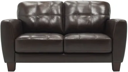 Gino Leather Loveseat in Classico Dark Brown by Bellanest
