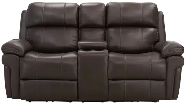 Remsen Leather Power Console Loveseat w/ Power Headrest