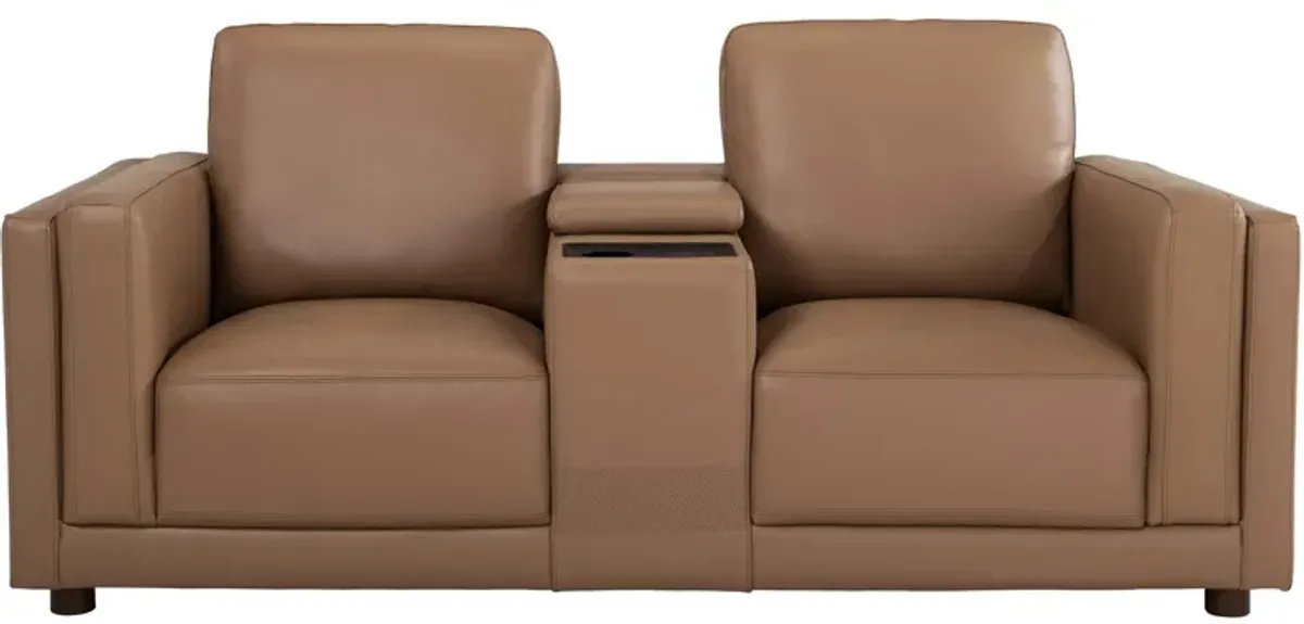Marni Leather Media Console Loveseat