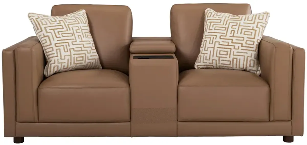 Marni Leather Media Console Loveseat