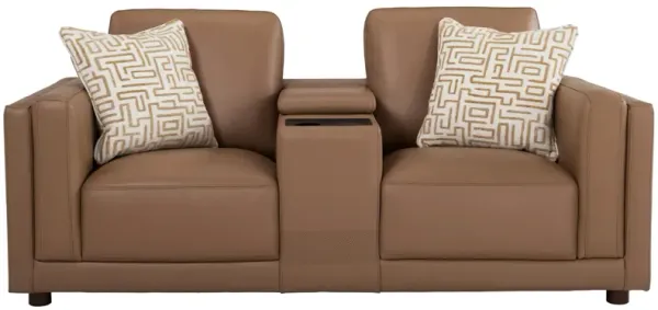 Marni Leather Media Console Loveseat