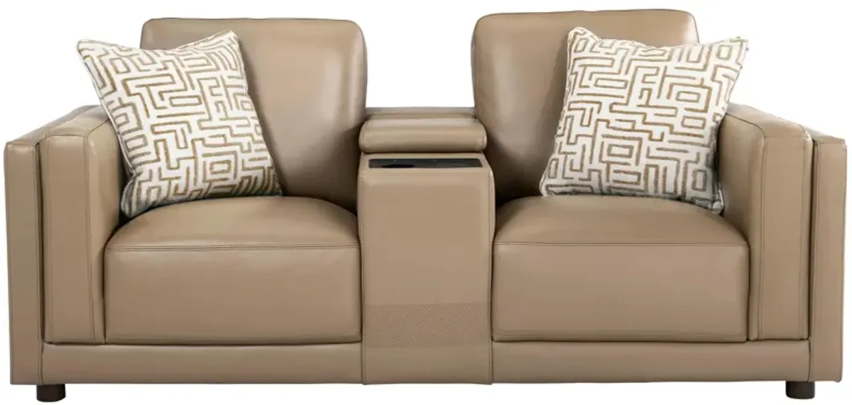 Marni Leather Media Console Loveseat