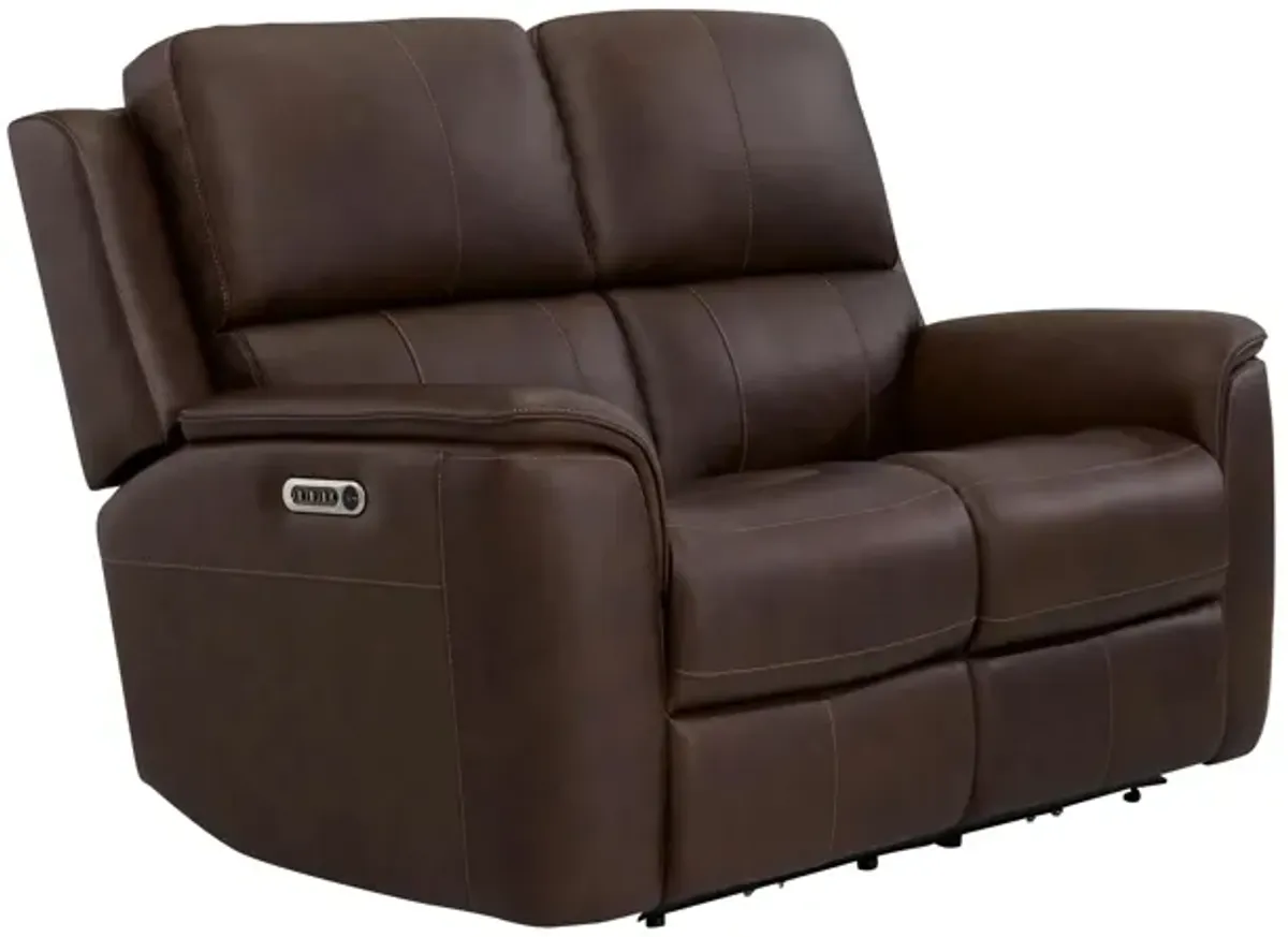 Henrick Triple Power Leather Loveseat