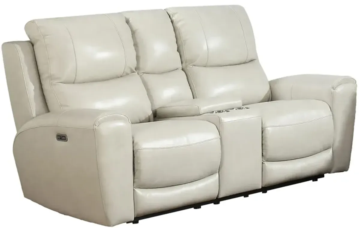 Laurel Power Reclining Console Loveseat in Ivory by Steve Silver Co.