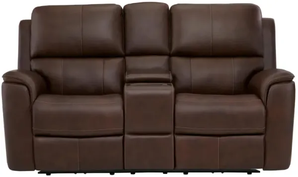 Henrick Triple Power Leather Console Loveseat