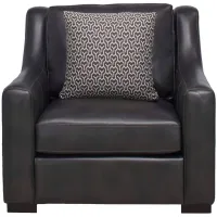 Germain Leather Chair in Charcoal by Bernhardt