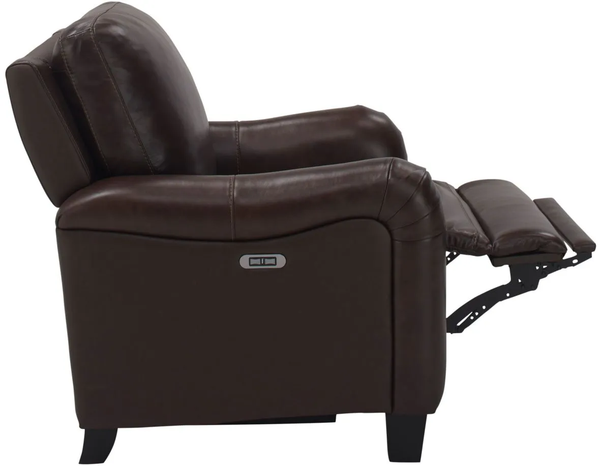 Dillon Leather Power Recliner in Brown by Bellanest