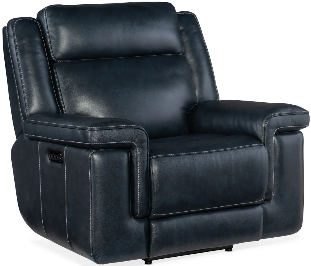 Montel Lay Flat Power Recliner with Power Headrest & Lumbar in Cosmos Cobalt by Hooker Furniture