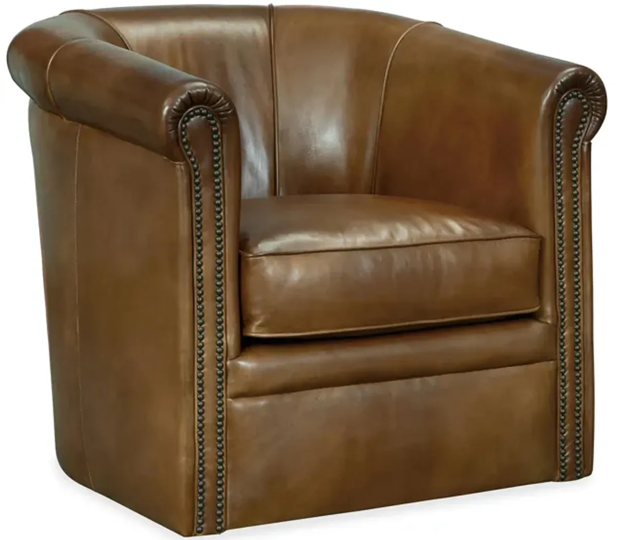 Axton Swivel Club Chair in Brown by Hooker Furniture