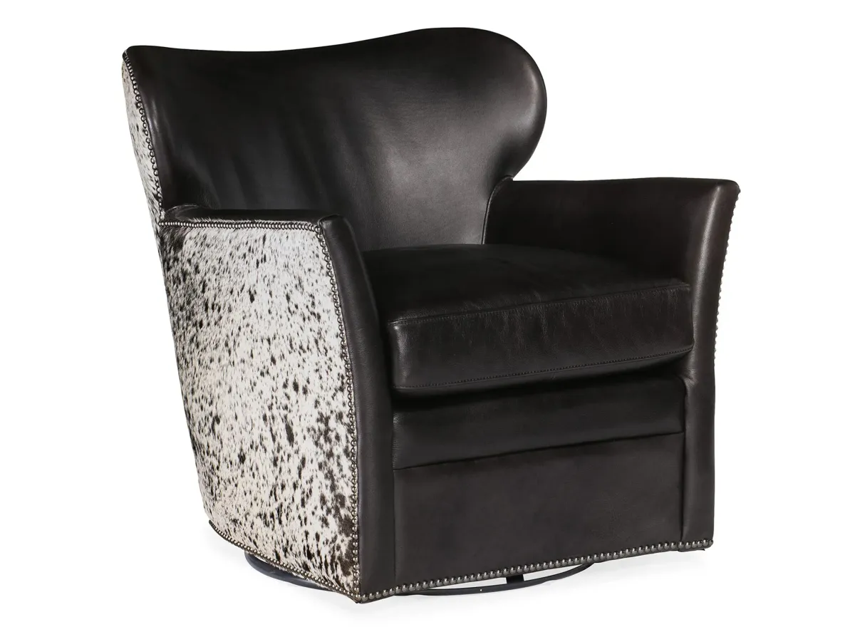 Kato Leather Swivel Chair in Black by Hooker Furniture