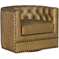 Lennox Tufted Swivel Chair in Brown by Hooker Furniture