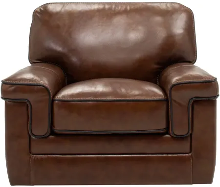 Colton Leather Swivel Chair in Brown by Bellanest