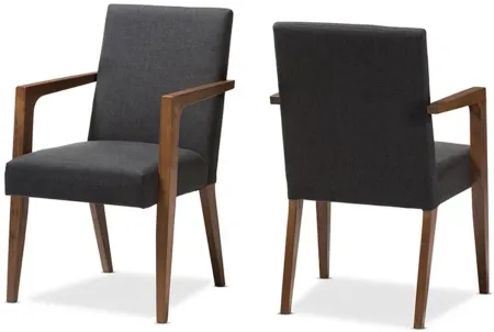 Andrea Armchair - Set of 2 in Dark Gray/"Walnut" Brown by Wholesale Interiors