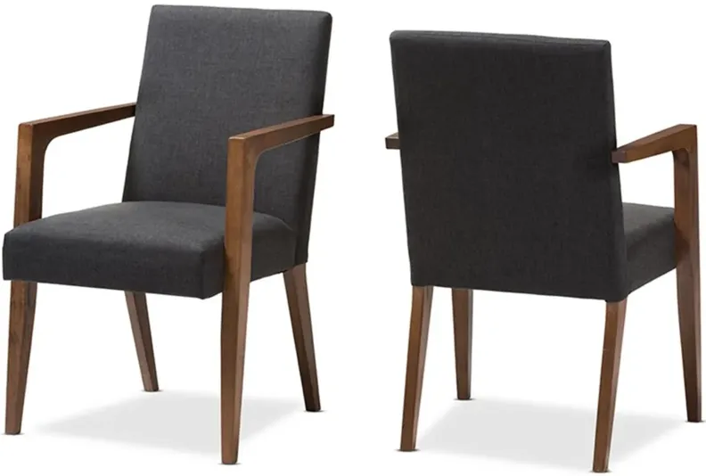 Andrea Armchair - Set of 2 in Dark Gray/"Walnut" Brown by Wholesale Interiors