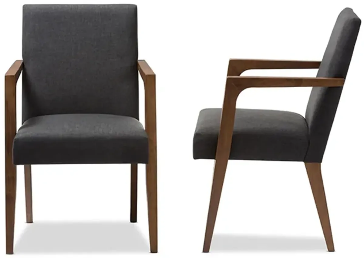 Andrea Armchair - Set of 2 in Dark Gray/"Walnut" Brown by Wholesale Interiors