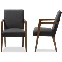 Andrea Armchair - Set of 2 in Dark Gray/"Walnut" Brown by Wholesale Interiors