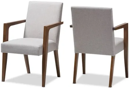 Andrea Armchair - Set of 2 in Grayish Beige/"Walnut" Brown by Wholesale Interiors