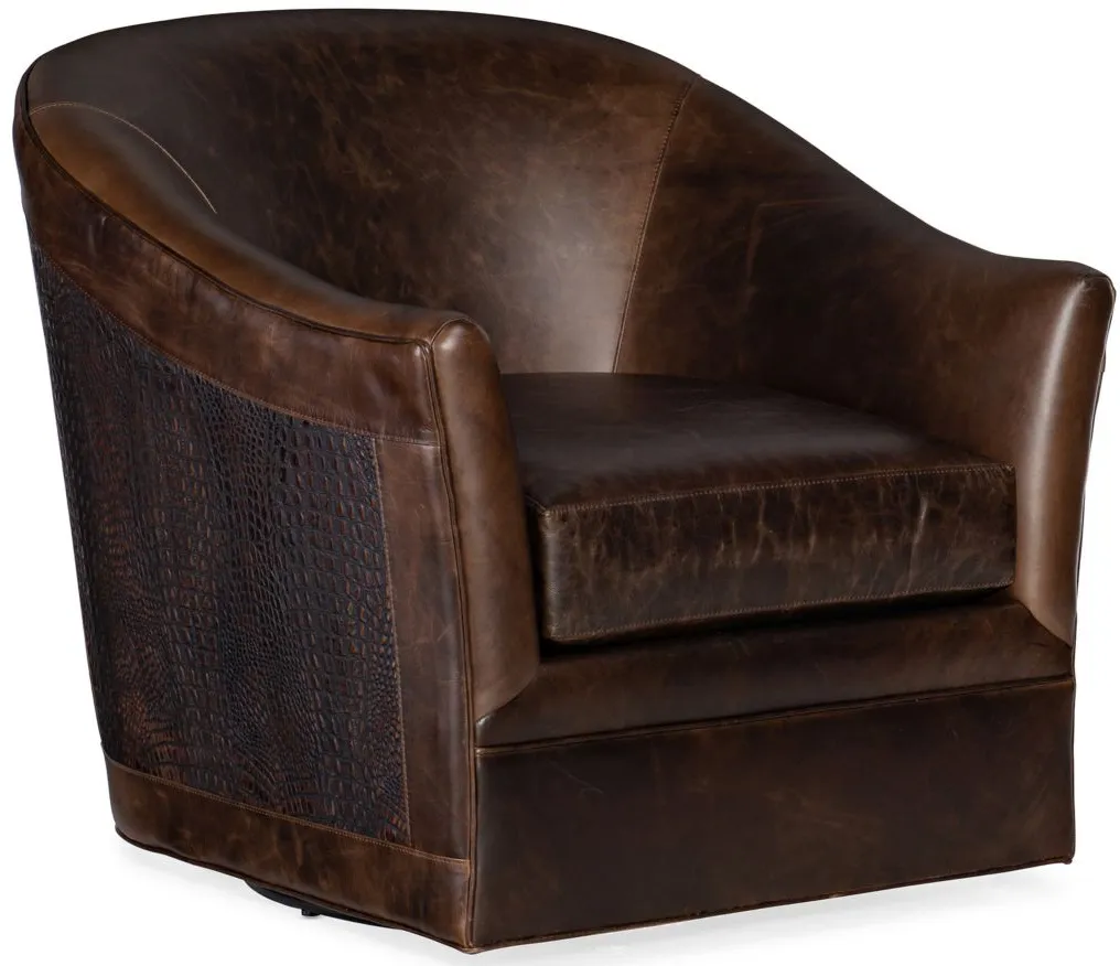 Morrison Swivel Club Chair in Brown by Hooker Furniture