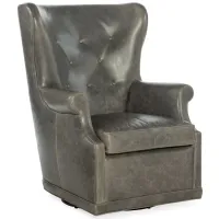 Mai Wing Swivel Club Chair in Bellaire Graige by Hooker Furniture