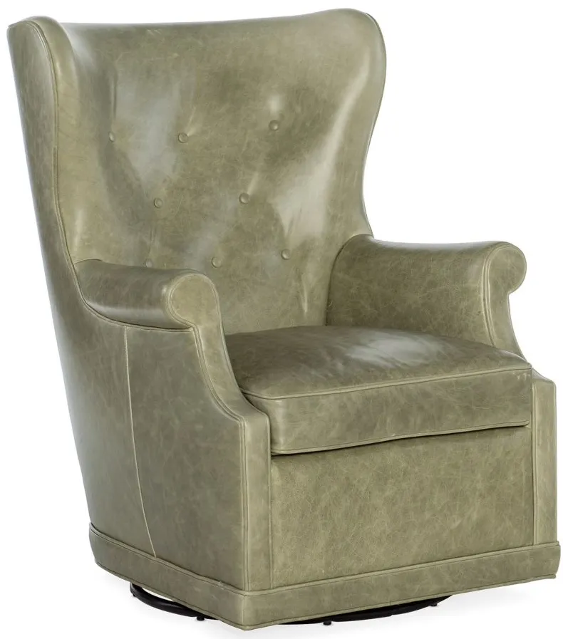 Mai Wing Swivel Club Chair in Bellaire Tranquil Sage by Hooker Furniture
