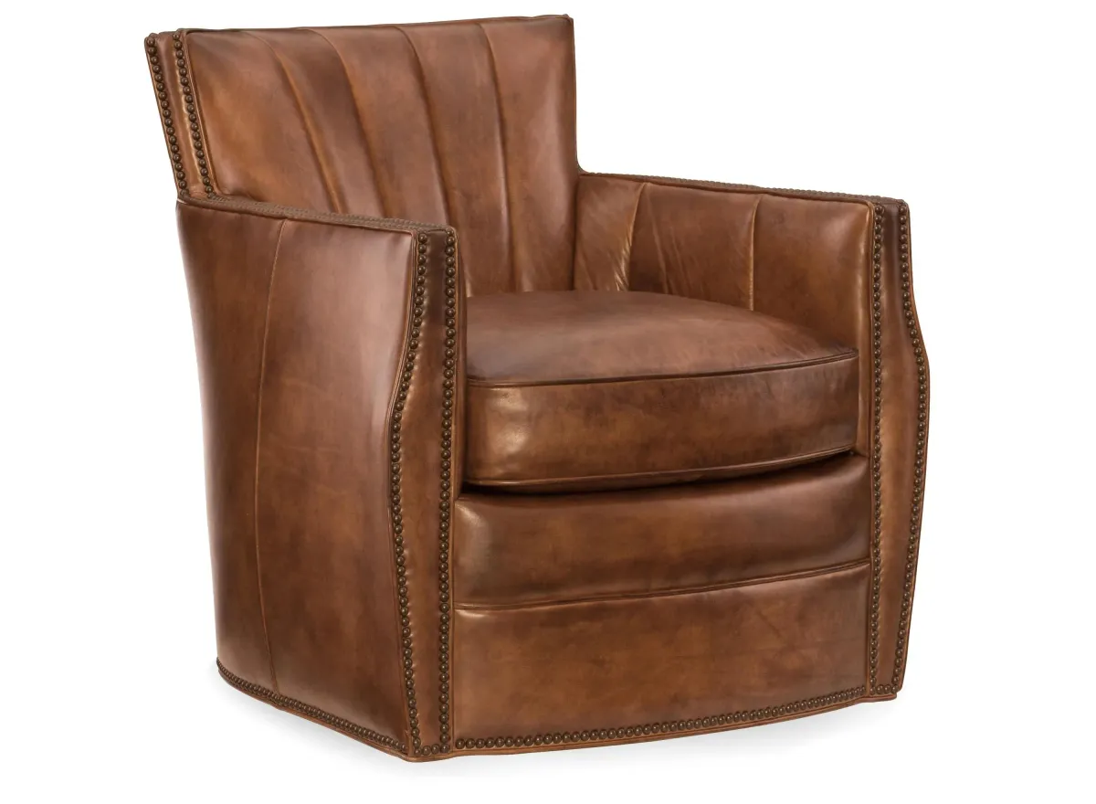 Carson Swivel Club Chair in Rich Brown by Hooker Furniture