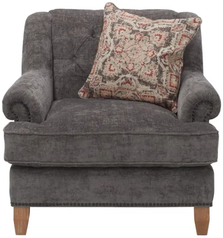 Messana Chenille Velvet Chair in Gray by Aria Designs