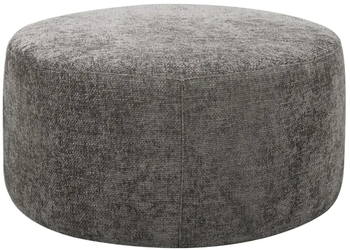 Thatcher Round Cocktail Ottoman in Brown by Alan White