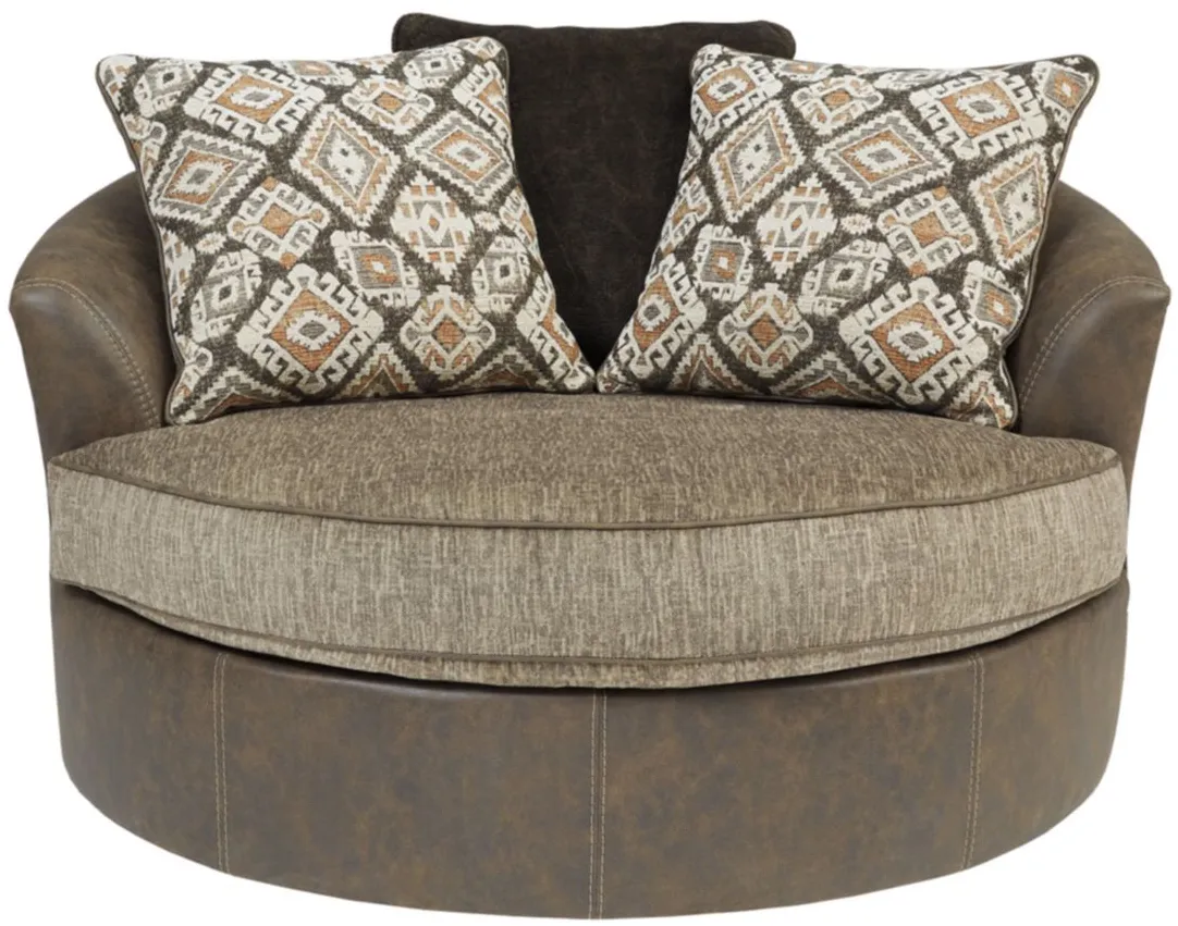 Abalone Oversized Swivel Accent Chair in Chocolate by Ashley Furniture