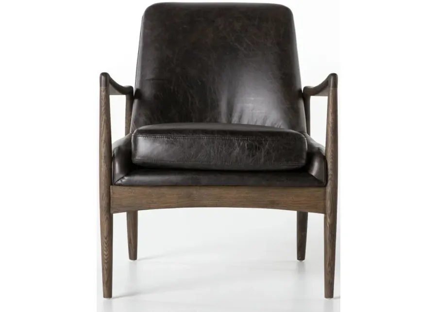 Apfel Leather Chair in Durango Smoke by Four Hands