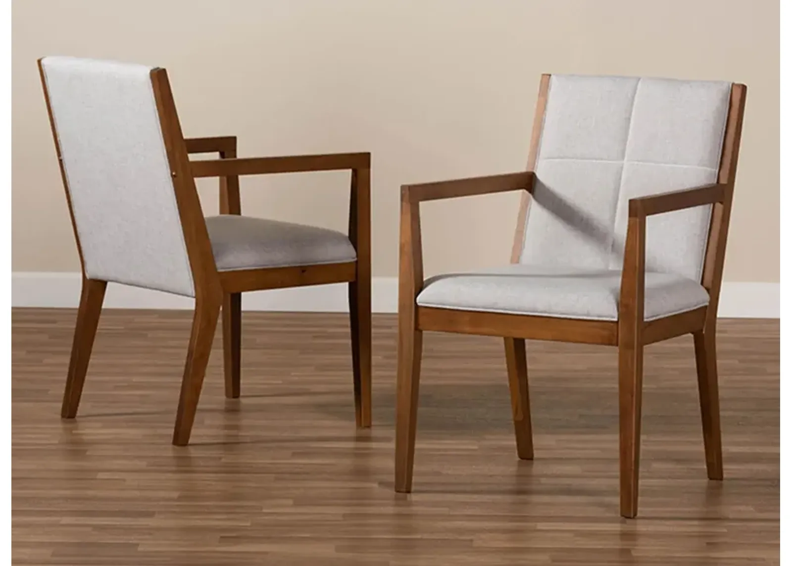 Theresa Accent Chair - set of 2 in Grayish Beige/Walnut Brown by Wholesale Interiors