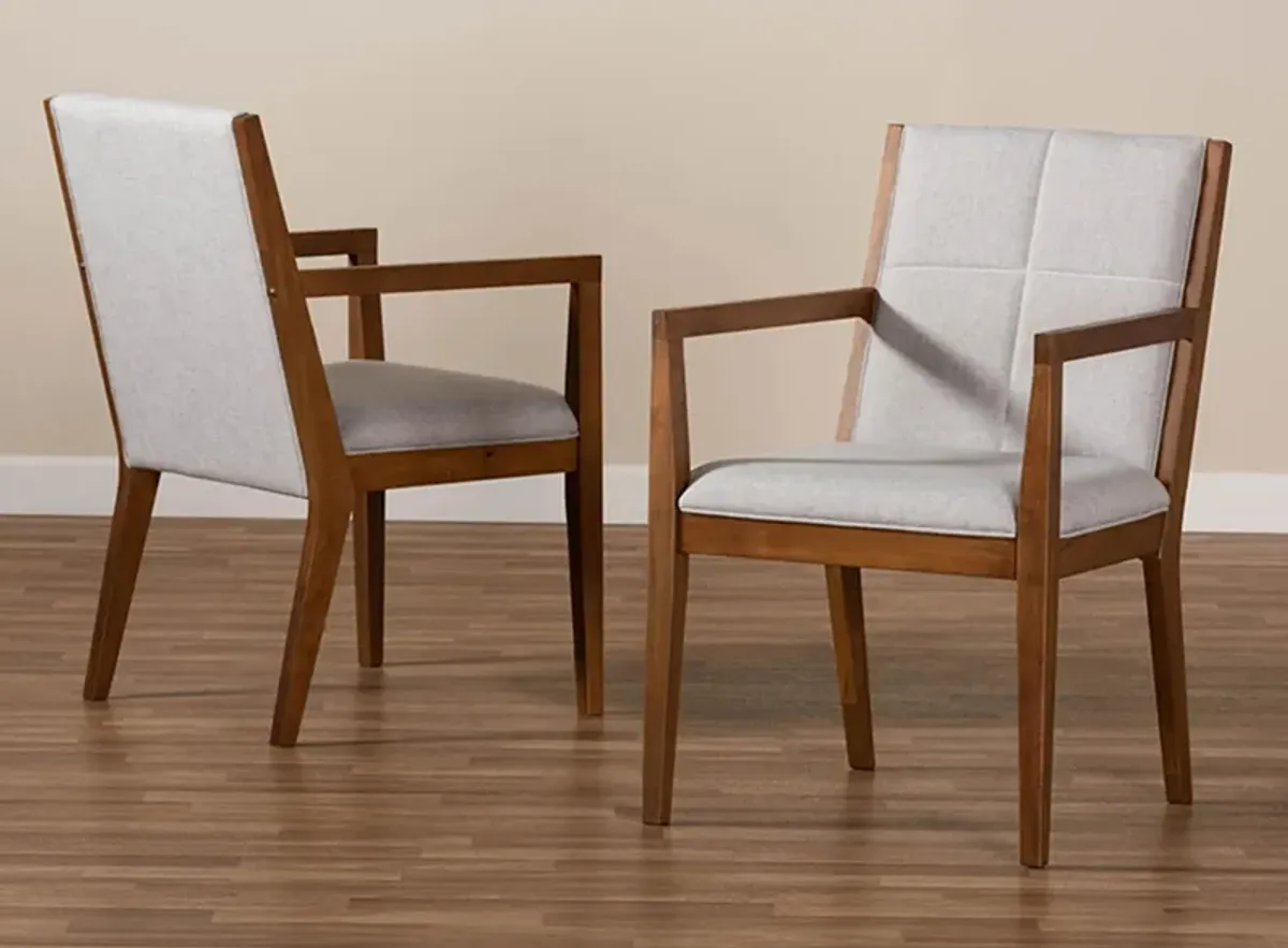 Theresa Accent Chair - set of 2 in Grayish Beige/Walnut Brown by Wholesale Interiors