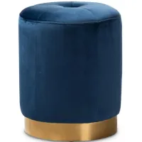 Alonza Ottoman in Royal Blue/Gold by Wholesale Interiors