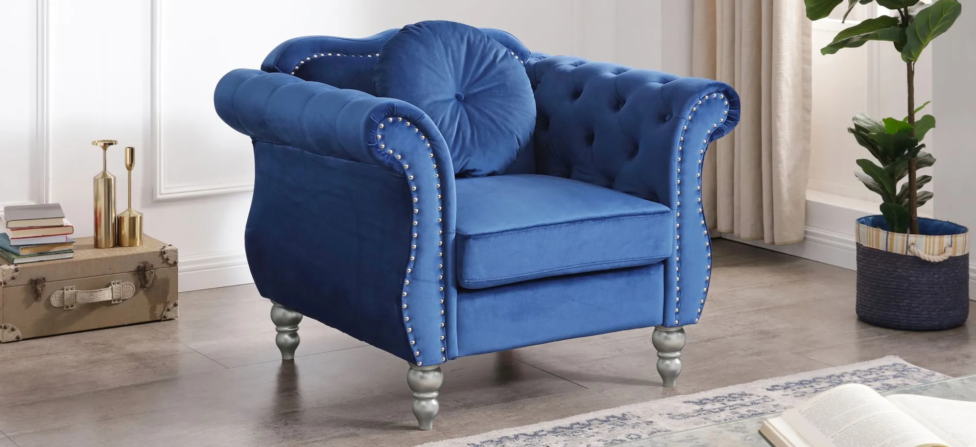 Hollywood Chair in Navy Blue by Glory Furniture