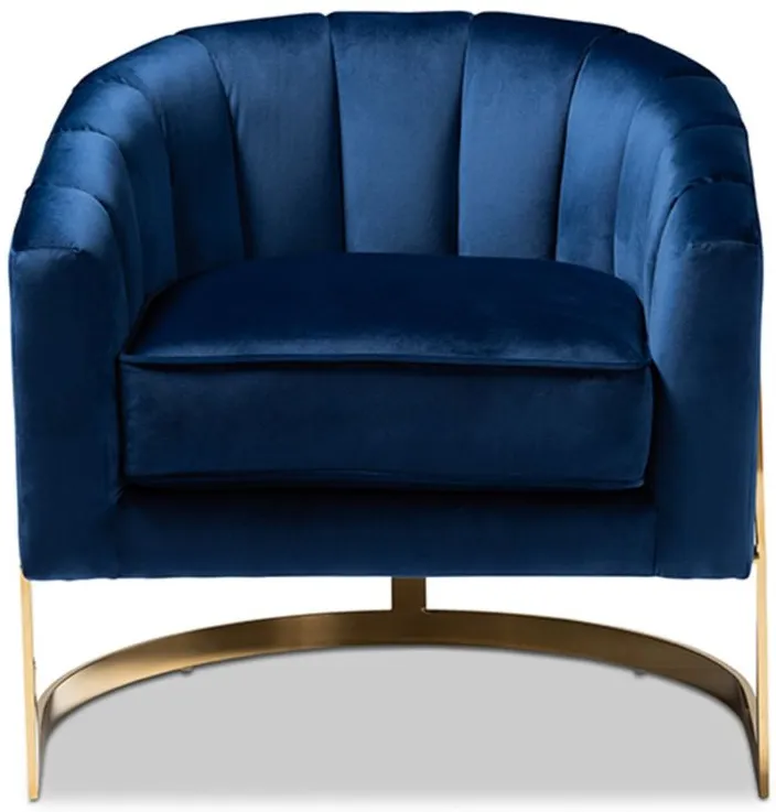 Tomasso Lounge Chair in Royal Blue/Gold by Wholesale Interiors
