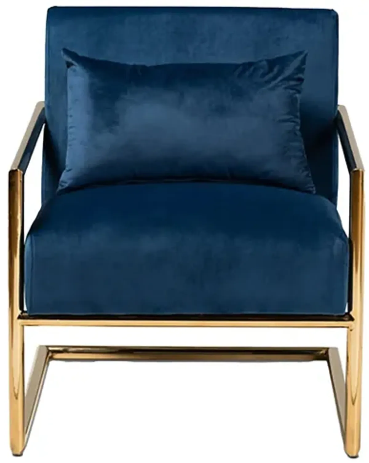 Mira Lounge Chair in Navy Blue/Gold by Wholesale Interiors