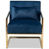 Mira Lounge Chair in Navy Blue/Gold by Wholesale Interiors