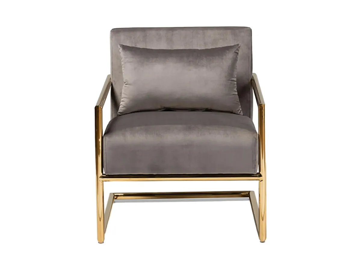 Mira Lounge Chair in Gray/Gold by Wholesale Interiors