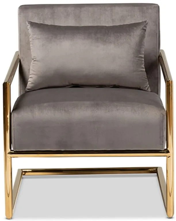 Mira Lounge Chair in Gray/Gold by Wholesale Interiors